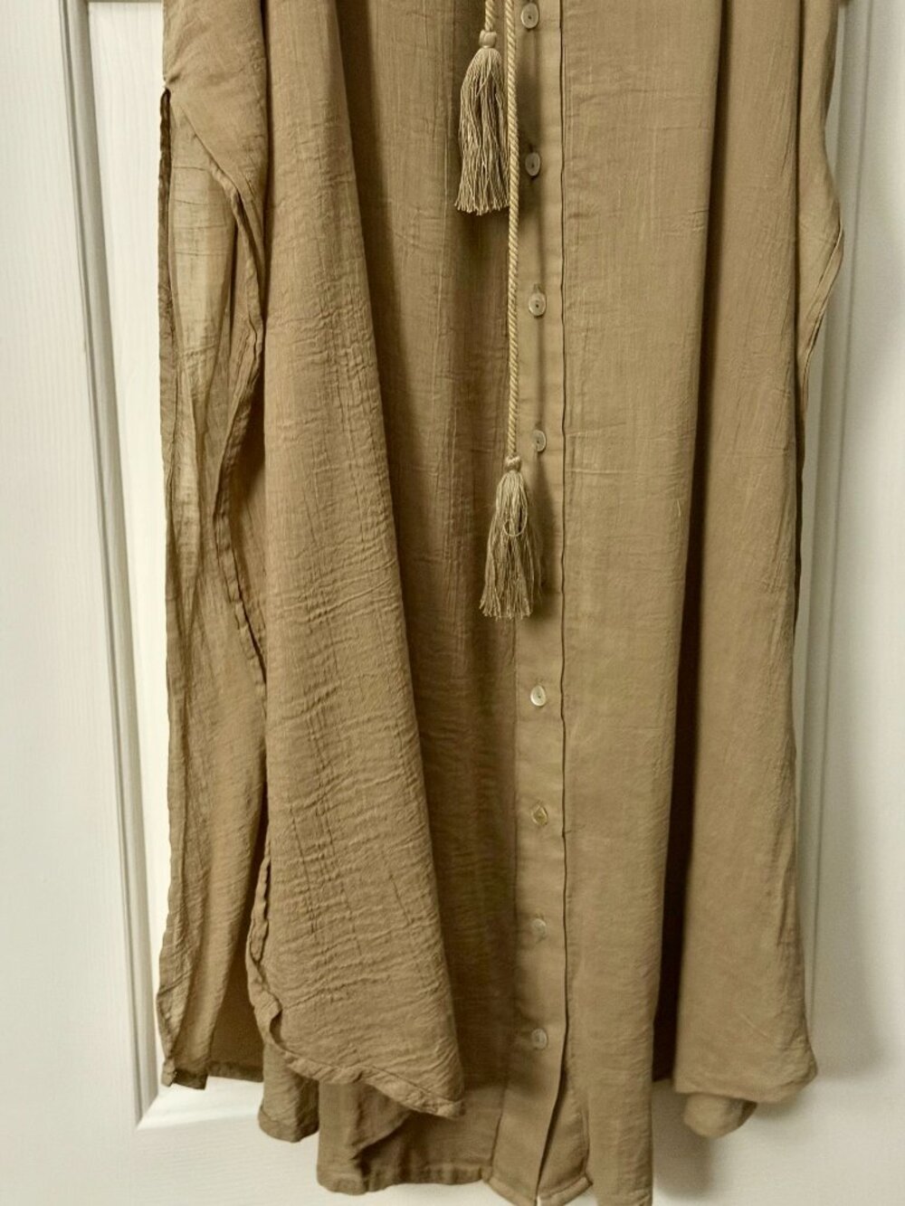 Spell & The Gypsy Linda Shirt Dress Khaki Small Boho Button Front Maxi - Picture 12 of 16